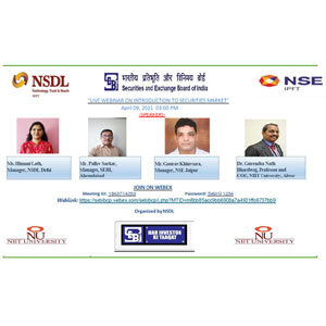Webinar on 'Introduction to Securities Market' by SEBI, NSDL and NSE in association with NIIT University (NU)